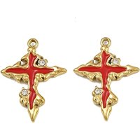 Charms en croix en acier inoxydable 304 avec émail et strass