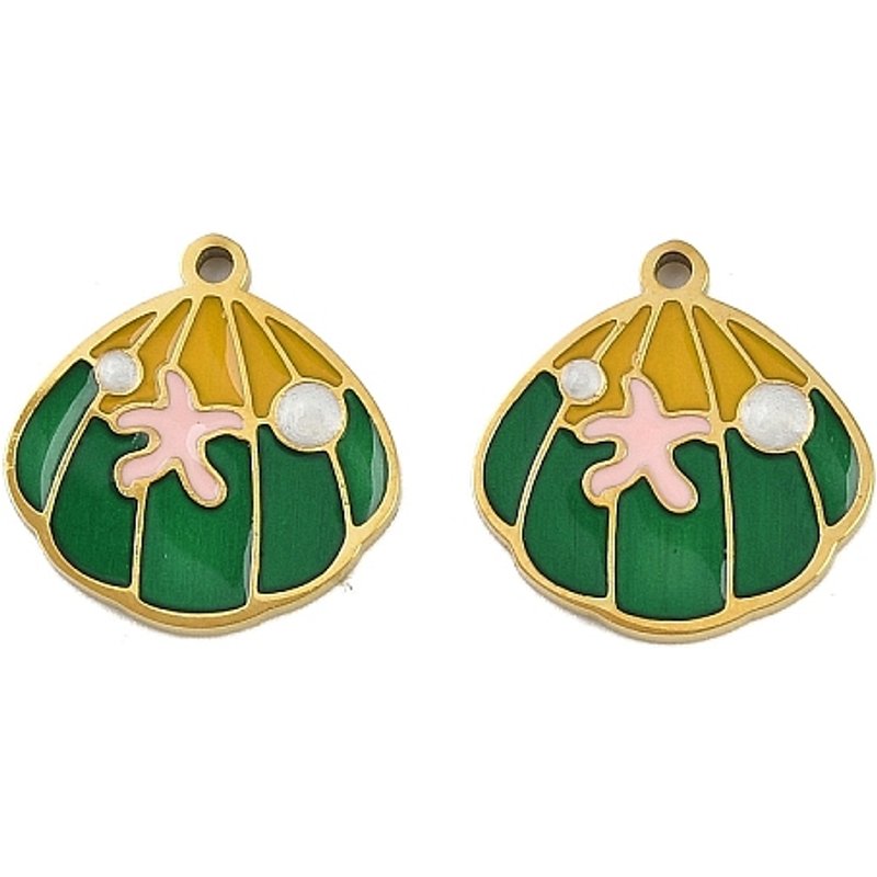 Pendentifs en Émail en Acier Inoxydable 304, Charms en Forme de Coquillage — Breloques et pendentifs