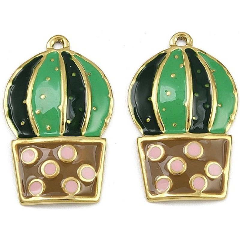 Pendentifs en Acier Inoxydable 304 avec Plaquage en Or 18K - Cactus — Breloques et pendentifs