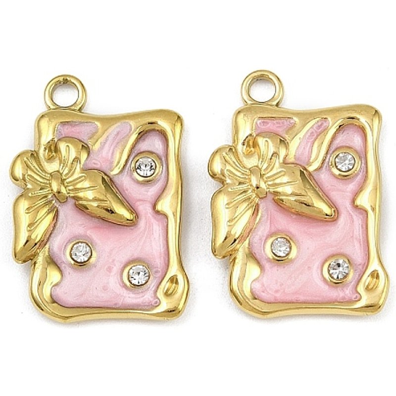 Pendentif en Acier Inoxydable Rectangulaire avec Charme Papillon — Breloques et pendentifs
