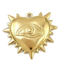 304 Stainless Steel Heart Shape Pendant with Eye Charm