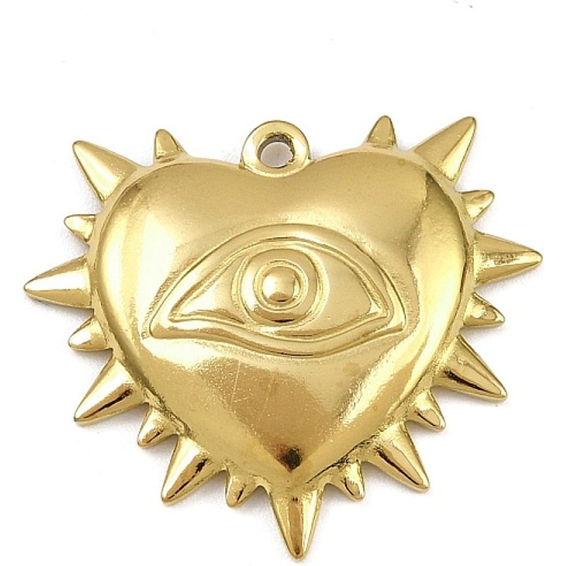 Pendentif en Acier Inoxydable 304 en Forme de Cœur avec Charme Œil — Breloques et pendentifs