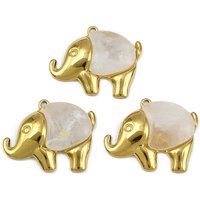 304 Stainless Steel Elephant Charms with 18K Gold Plating