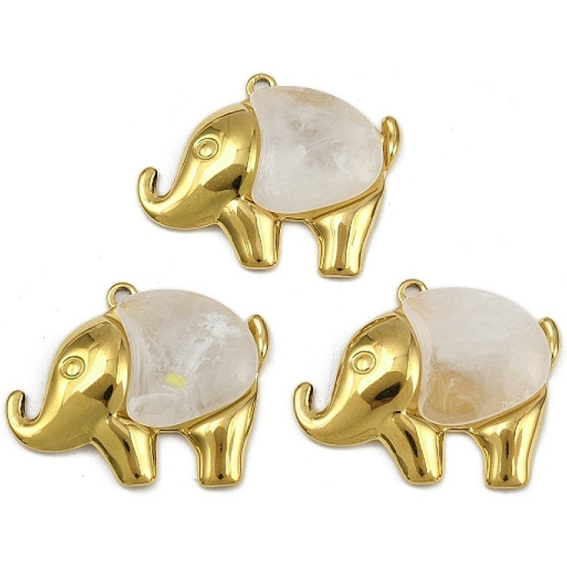 Pendentifs en Acier Inoxydable 304 avec Charms d'Éléphant en Plaqué Or 18K — Breloques et pendentifs