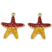 304 Stainless Steel Starfish Charms with 18K Gold Plating