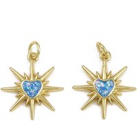 Brass Enamel Sun with Heart Charms, 18K Gold Plated — Charms & Pendants