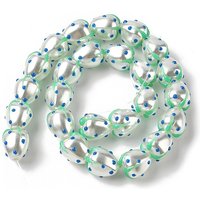 Baking Painted Handmade Lampwork Beads, Strawberry, Blue