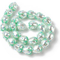 Perles en verre lampwork faites à la main, fraise, bleu ciel profond, 13x12mm