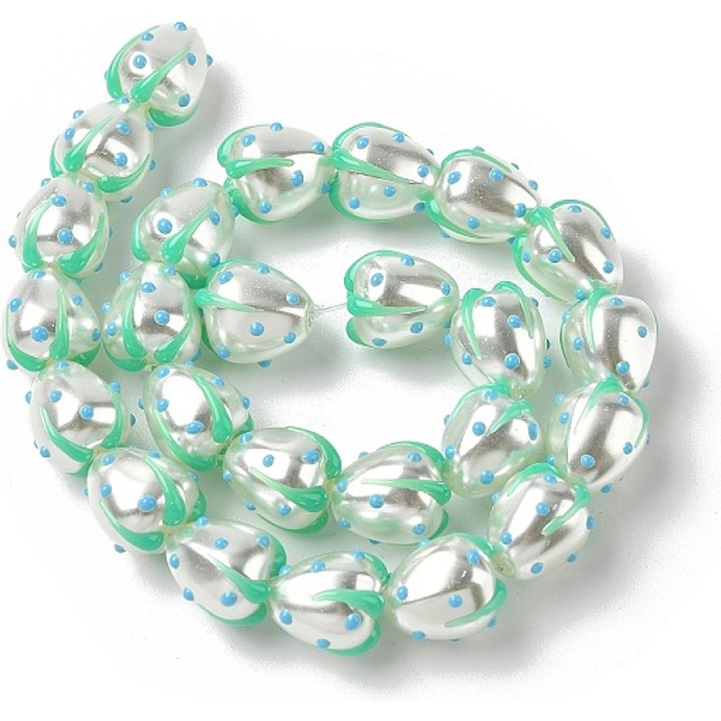 Handmade Lampwork Beads, Strawberry, Deep Sky Blue, 13x12mm — Jewelry Beads