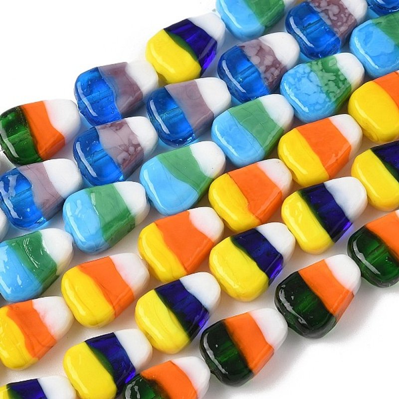 Handmade Lampwork Beads, Corn, Mixed Color, 18x13x7mm — Jewelry Beads