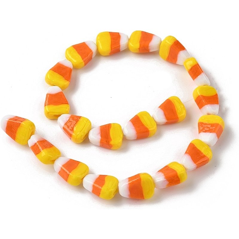 Handmade Lampwork Beads, Corn, Orange, 18x13x7mm, Hole 1.4mm — Jewelry Beads