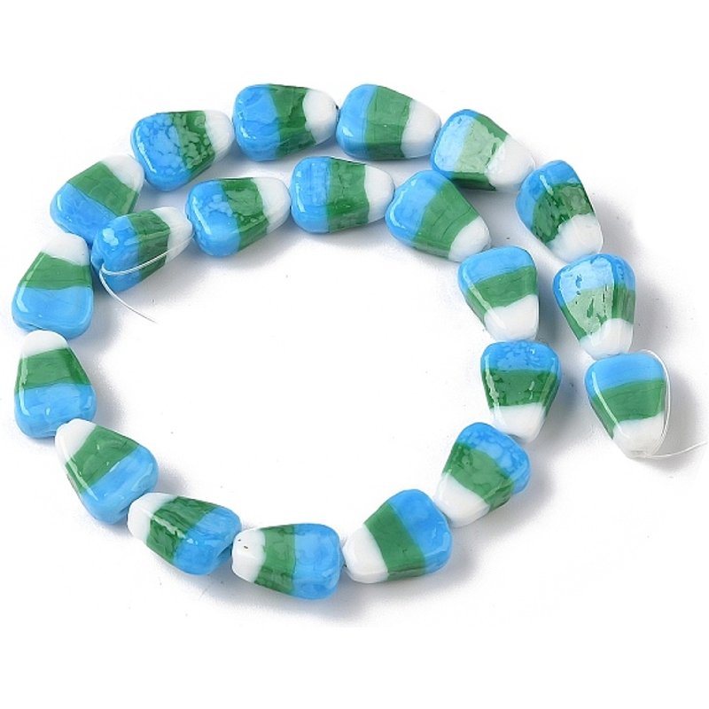 Handmade Lampwork Beads, Corn, Deep Sky Blue, 18x13x7mm — Jewelry Beads