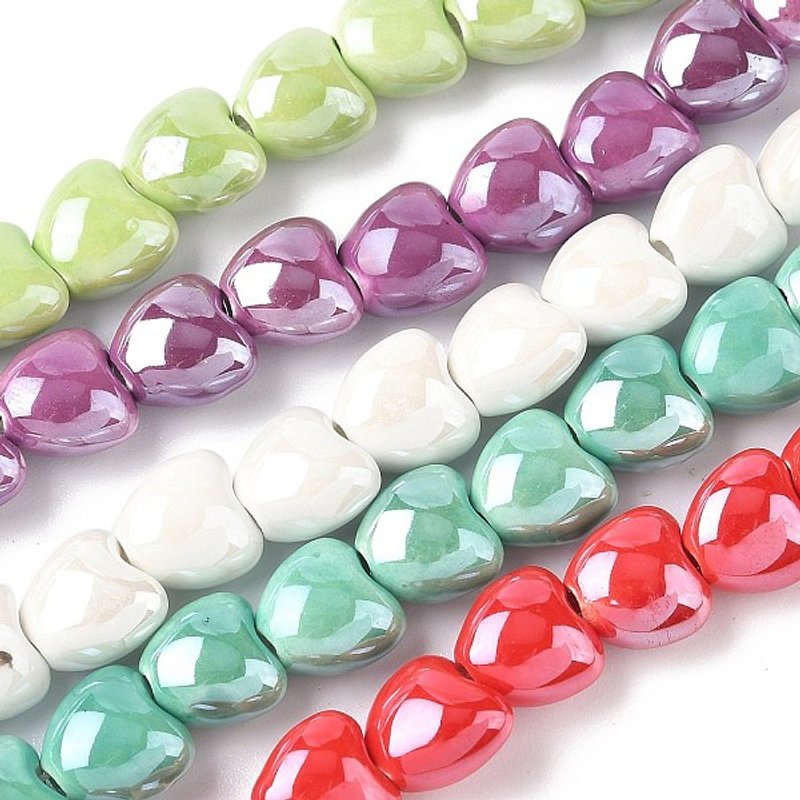 Fils de Perles en Porcelaine Faits Main, Cœurs, 40pcs — Perles à bijoux