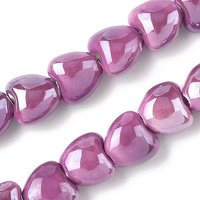 Fils de perles en porcelaine violette en forme de cœur, 40pcs