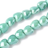 Fils de Perles en Porcelaine Faite Main, Cœur, Turquoise, 40pcs — Perles à bijoux