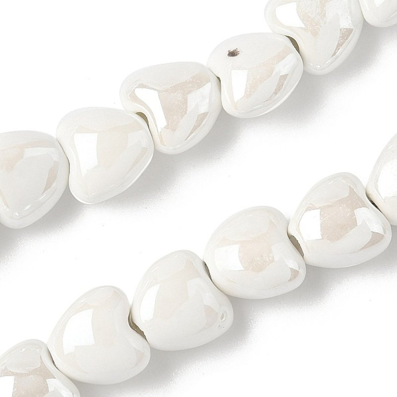 Brins de Perles en Porcelaine Faits Main, Cœur, 40pcs/brin — Perles à bijoux