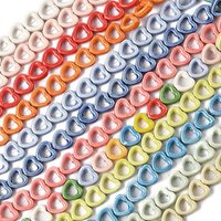 Brins de Perles en Porcelaine Faits Main, Cœurs, Couleurs Mélangées, 25pcs — Perles à bijoux