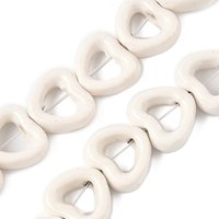Handmade Porcelain Heart Beads Strands, White, 25pcs/strand — Jewelry Beads