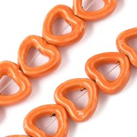 Handmade Orange Heart Porcelain Beads Strands, 25pcs — Jewelry Beads