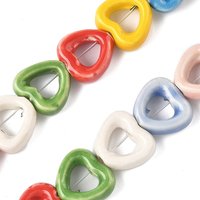 Brins de perles en porcelaine fait main, cœur, émaillé coloré, 25pcs — Perles à bijoux