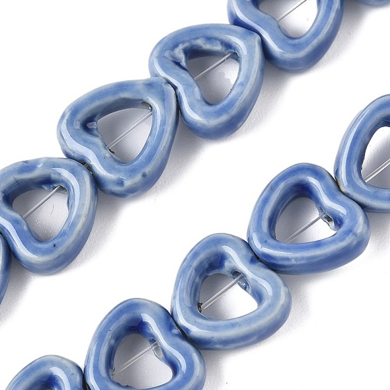 Fils de Perles en Porcelaine Faits Main, Cœur, 25pcs — Perles à bijoux