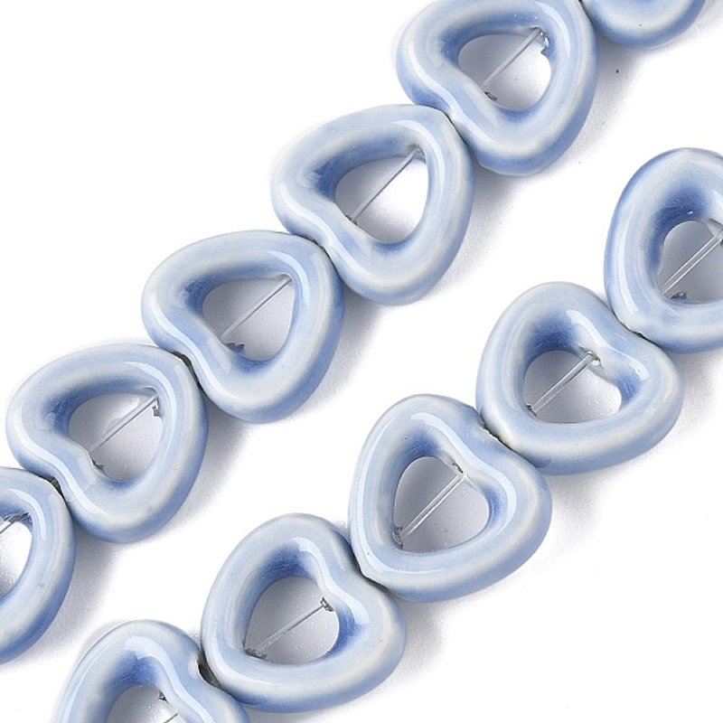 Brins de perles en porcelaine faites à la main en forme de cœur — Perles à bijoux