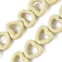 Brins de perles en porcelaine faites à la main, cœur, 25pcs — Perles à bijoux