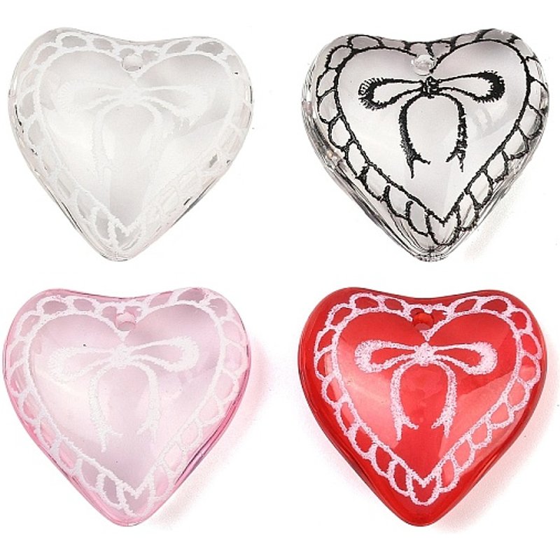 Printed Acrylic Heart Pendants in Mixed Colors — Charms & Pendants
