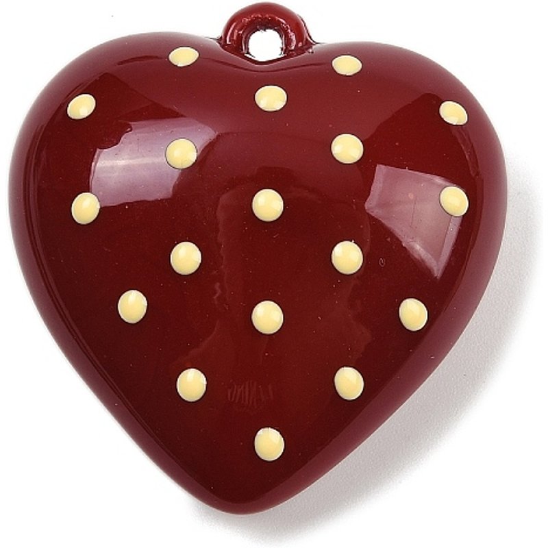 Opaque Acrylic Enamel Heart Pendant, Dark Red, 44x42mm — Charms & Pendants