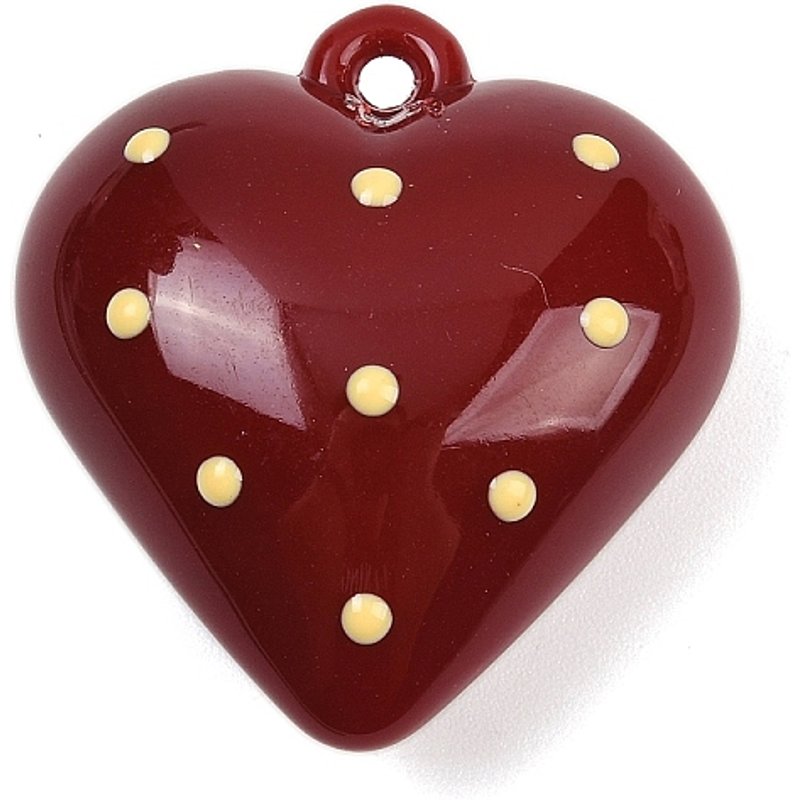 Dark Red Heart Acrylic Enamel Pendant with 2mm Hole — Charms & Pendants