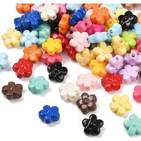 Opaque Acrylic Flower Beads, Mixed Colors, 10x10x6mm — Jewelry Beads