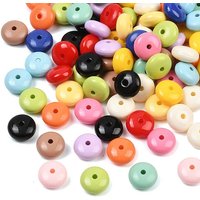 Perles Acryliques Opaques, Ronde Plate, Couleurs Mélangées, 10x5mm — Perles à bijoux