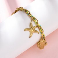 Bracelet en Acier Inoxydable avec Charme Émaillé et Étoile de Mer — Bracelet Femme