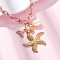 Collier Pendentif en Acier Inoxydable en Forme d'Étoile de Mer et de Queue de Sirène — Collier pendentif