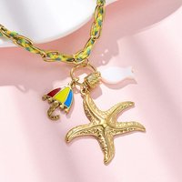 Collier Pendentif en Acier Inoxydable Émaillé Starfish & Umbrella — Collier pendentif