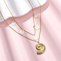 Spiral Shell Shape 304 Stainless Steel Double Layer Pendant Necklace