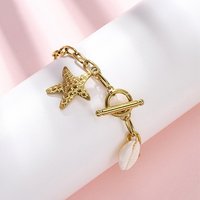 304 Stainless Steel Cable Chain Charm Bracelet with Shell and Starfish — Bracelet Women