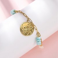 Bracelet en acier inoxydable 304 avec charme en chaîne et plaqué or — Bracelet Femme