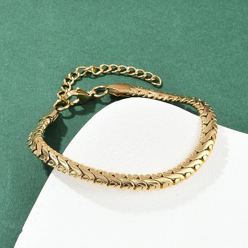 304 Stainless Steel Link Chain Bracelet for Women, 22K Gold Plated — Bracelet Women