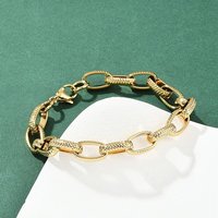 Bracelet en chaîne en acier inoxydable 304 pour femmes, plaqué or 22K