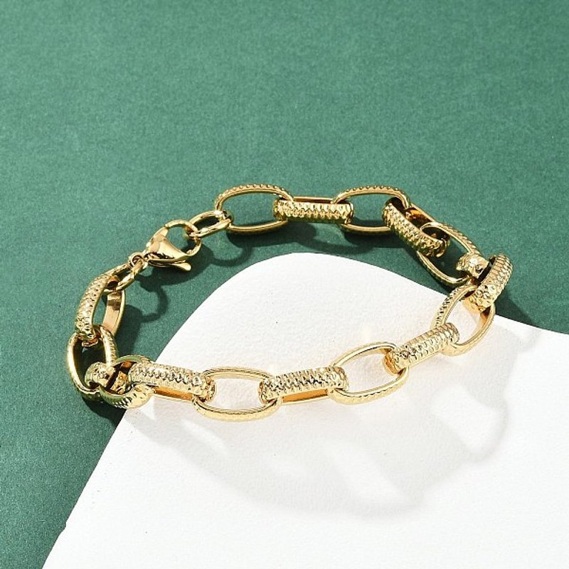 304 Stainless Steel Cable Chain Bracelet for Women, 22K Gold Plated — Bracelet Women