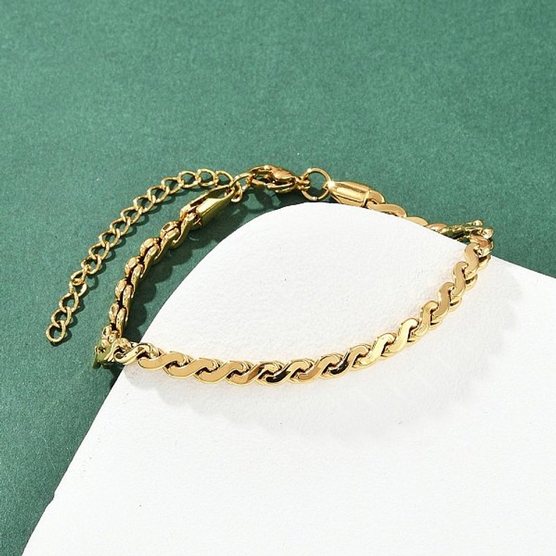 304 Stainless Steel Link Chain Bracelet for Women, 22K Gold Plated — Bracelet Women