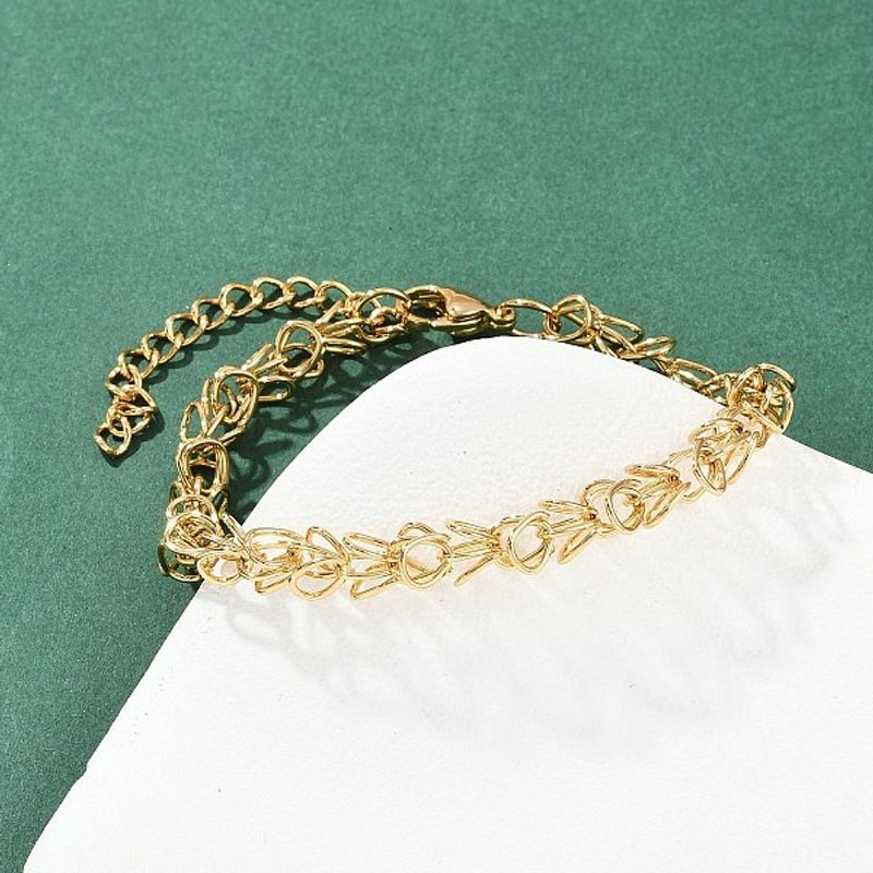 Bracelet en chaîne maillée en acier inoxydable 304 pour femmes, plaqué or 22K — Bracelet Femme