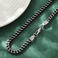 Collier en chaîne de blé en acier inoxydable 304 pour femmes et hommes, noir — Collier pendentif