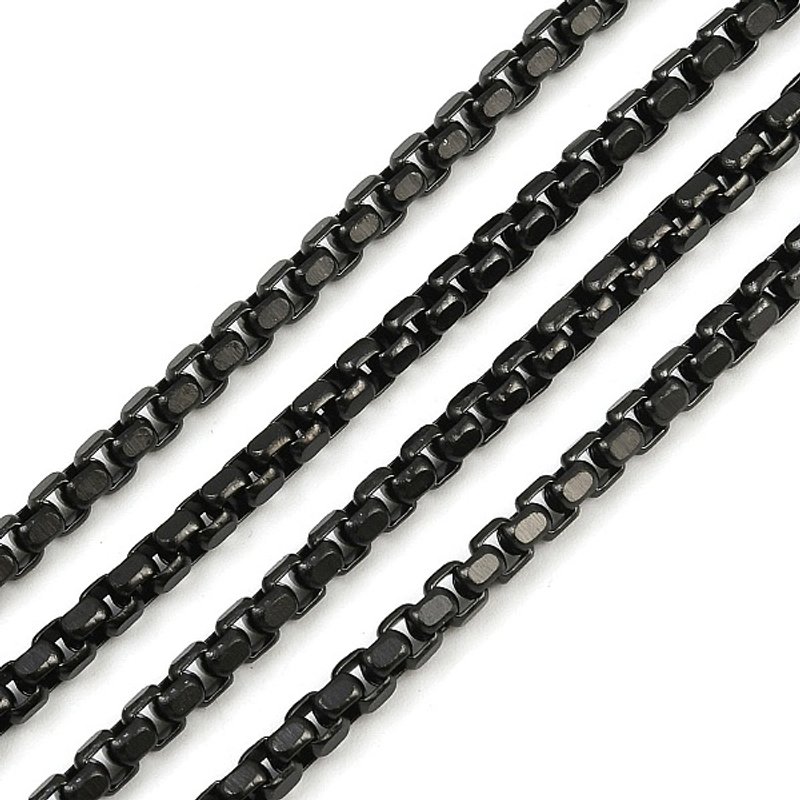 304 Stainless Steel Box Chains, Unwelded, Black, 3x3x2mm — Chains, Wire & Cord