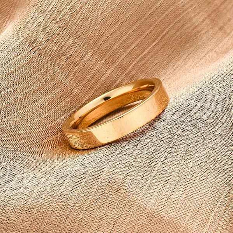 Bague Large en Acier Inoxydable 201, Plaquée Or 18K — Bijoux fantaisie