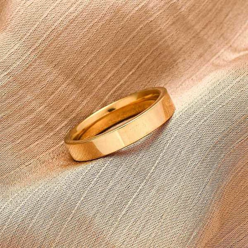 Bague large en acier inoxydable 201, plaquée or 18K — Bijoux fantaisie