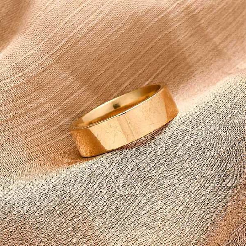 Bague Large en Acier Inoxydable 201, Plaquée Or 18K — Bijoux fantaisie