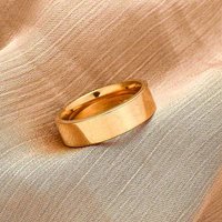 Bague Large en Acier Inoxydable 201, Plaquée Or 18K