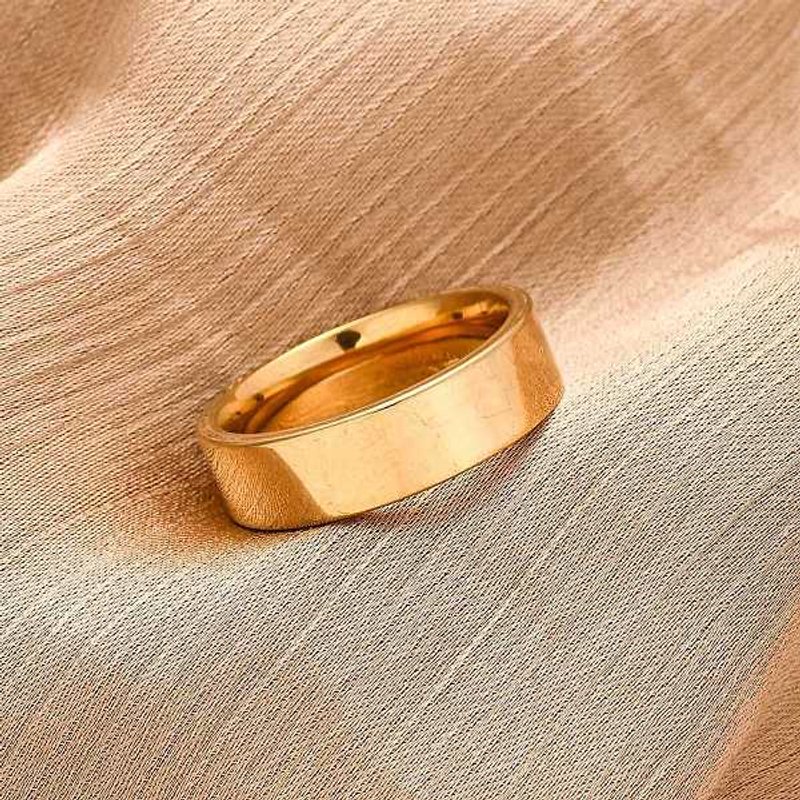 Bague Large en Acier Inoxydable 201, Plaquée Or 18K — Bijoux fantaisie